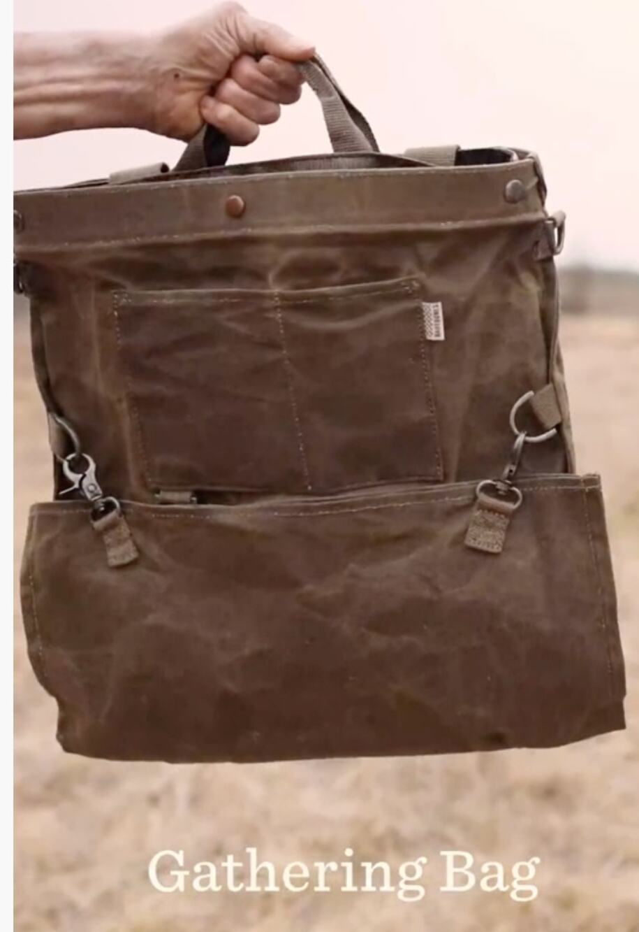 Barebones Waxed Canvas Gathering Bag | Dk Khaki NEW Harvesting Foraging
